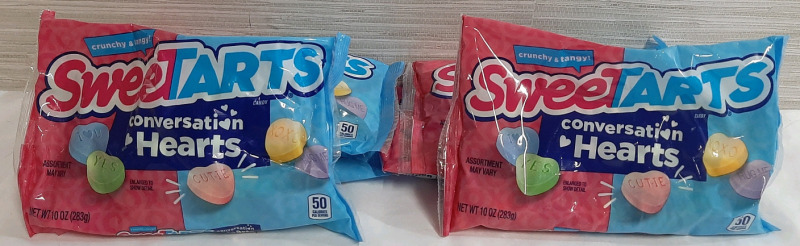 6 New Bags of SweetTarts Conversation Hearts Candies (283g Each, Best Before November 4th 2025)