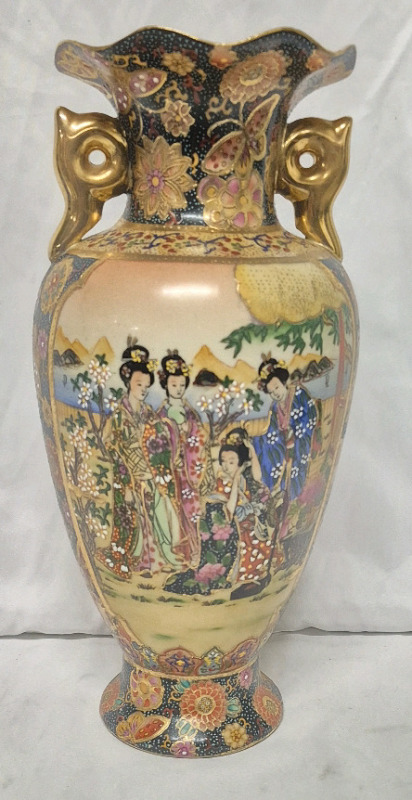 Beautif Satsuma Vase 12.25" Tall