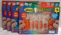 4 New Glitter Squashies, Sensory Squeeze Toys