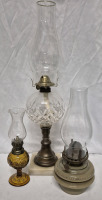 3 Vintage Oil Lamps - Tallest 20.25"