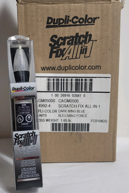 12 New Dupli-Color Scratch Fix All-in-1 Vehicle Paint : GM 25, WA 722J - Dark Ming Blue . Retail $300+