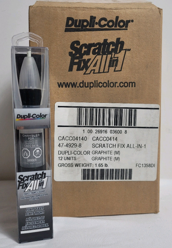12 New Dupli-Color Scratch Fix All-in-1 Vehicle Paint : Chrysler PDR - Graphite . Retail $300+