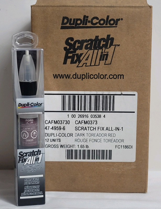 12 New Dupli-Color Scratch Fix All-in-1 Vehicle Paint : Ford JL, JM - Dark Toreador Red . Retail $300+