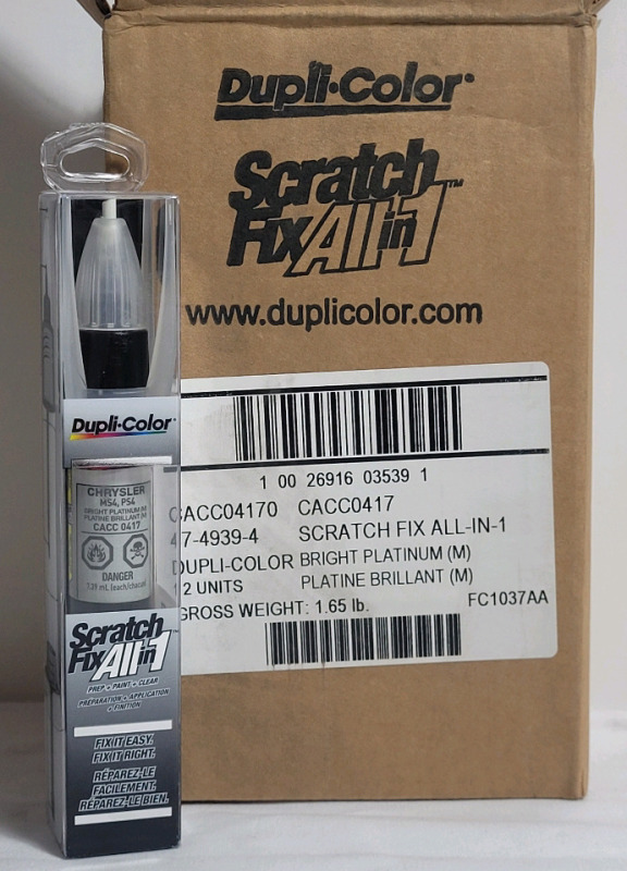 12 New Dupli-Color Scratch Fix All-in-1 Vehicle Paint : Chrysler MS4, PS4 - Bright Platinum . Retail $300+