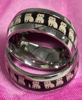 Two 8mm Cute Cat Lover Band Ring Stainless Steel Size 9 and Size 7 Infinity Design