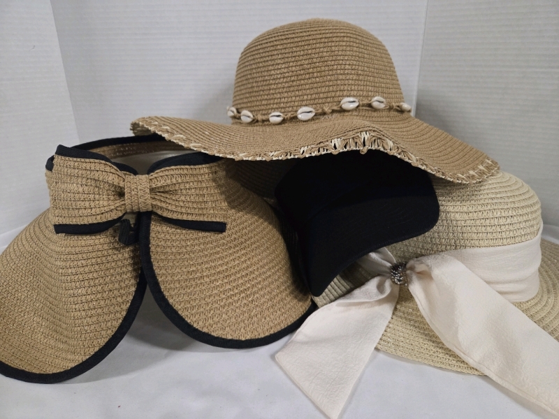 4 New | Woven Hats and Visors | Perfect for Outdoor Chores & Gardening | Size Fits Most