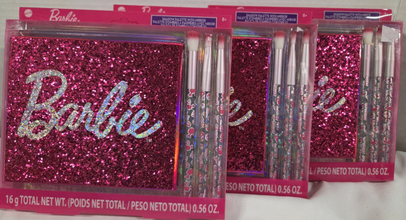 3 New | BARBIE 16g Eyeshadow Palettes w/ 3 Brushes Ea. Also Comes w/ a Mirror in each Palette