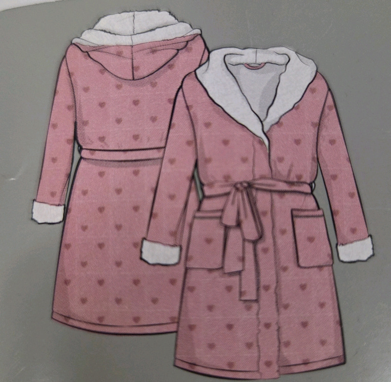 New | One Size Women's Heart Design Robe