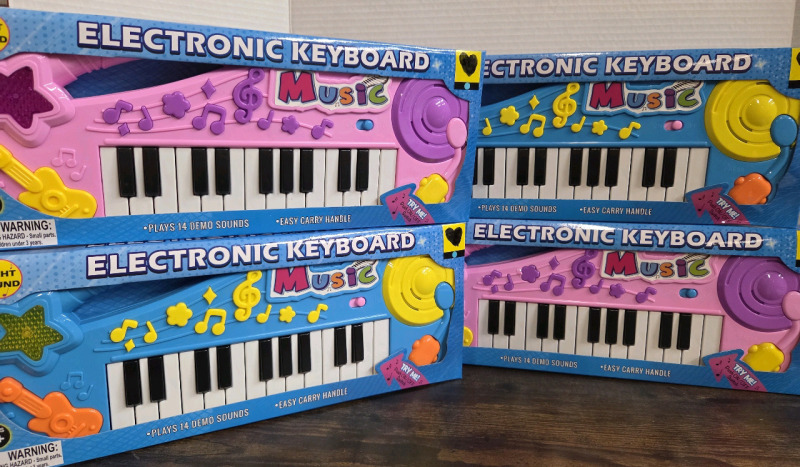 4 New | Electronic Kids Keyboard Toys w Easy Carry Handles | Ea. Measure 15" x 6"