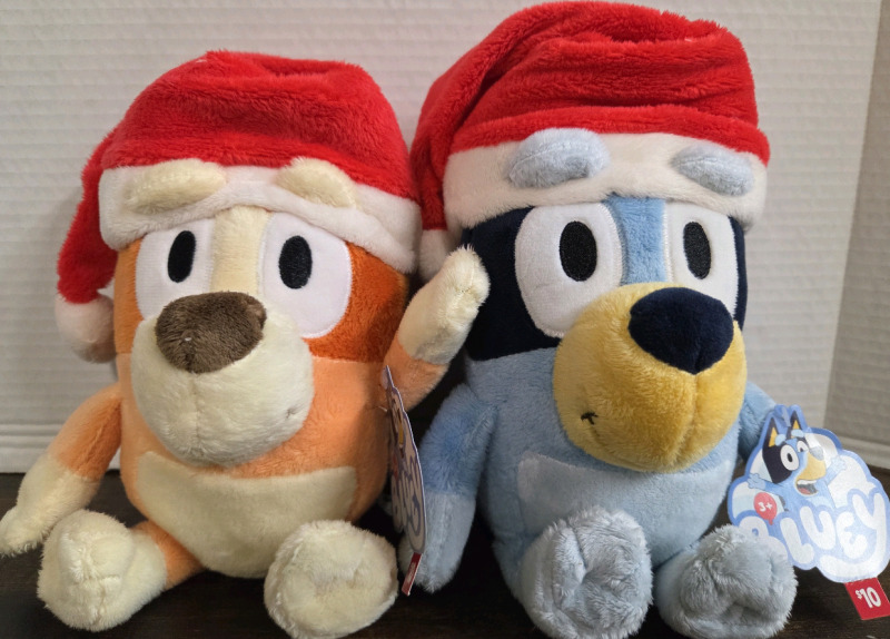 2 New 8" BLUEY Great Quality Holiday Plushes
