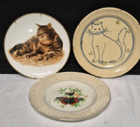 3 Collectible Decorative Plates Cats & Butterflies