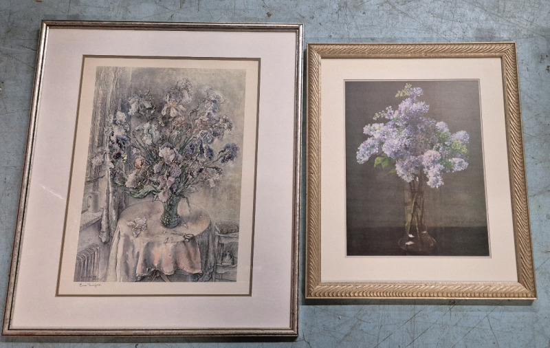2 Framed Floral Prints Signed