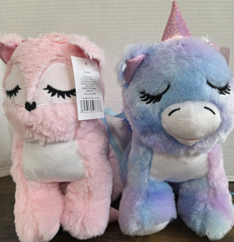 2 New | 11" Plush Purses w/ Cross Body Straps