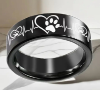 Paw Heart Lifeline 8mm Laser Engrave Stainless Steel Size 8