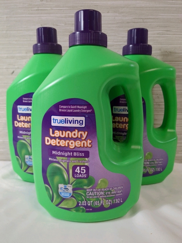 3 New Bottles True Living Laundry Detergent Midnight Bliss Scented 2.03qt/65fl oz/1.92L