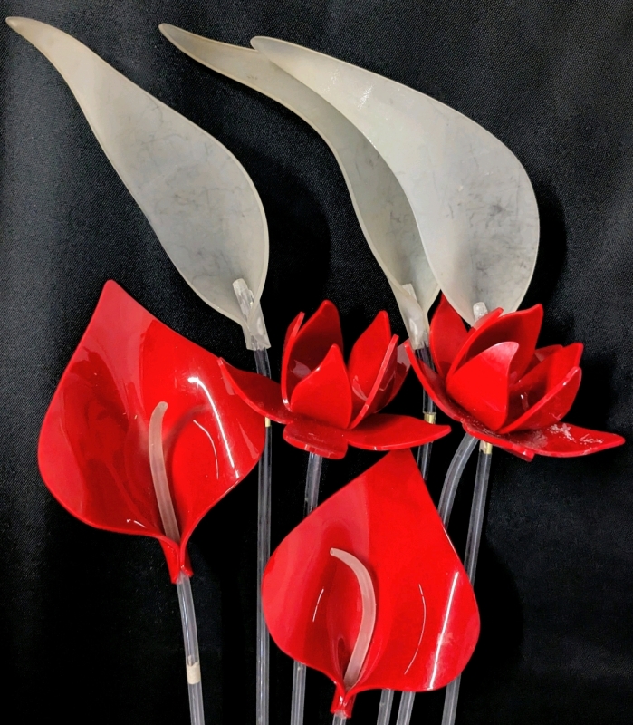 Vintage 7pc Late Mid Century Modern Acrylic Flowers : Calla Lilies, Lotus + 14.75" - 24" Long