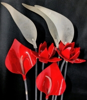 Vintage 7pc Late Mid Century Modern Acrylic Flowers : Calla Lilies, Lotus + 14.75" - 24" Long