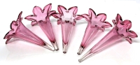 5 Gorgeous Vintage Cranberry Glass Floral Epergne Flutes - 5" - 6.5" Long