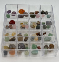 Natural Tumbled Stones And Crystals Assorted Approximately .39 - .78 Inch Tiered Tray approximately 1 x 5 x 5 16 Slots