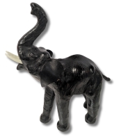 Vintage Leather-Wrapped Lucky Elephant Figure - 14.15" Tall