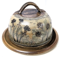 Large Vintage 1960s-70s Salt-Glazed Stoneware Dome/Cloche With Signed Replacement Bottom Plate | 12.5" Diameter &times; 8.25" Tall