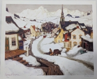 Print of Clarence Gagnon's "Village in the Laurentian's". 20" by 24". 9/777
