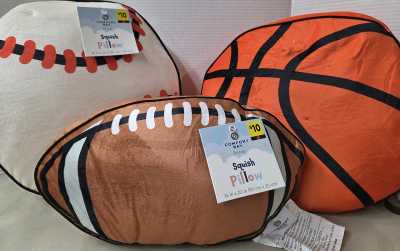 3 New | Sport Themed Pillow Set | Largest Measures 16" x 16"