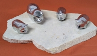 Rare Hoselton Sculpture Canada Polished Aluminium Pig Quartet Sculpture on Suspected Soapstone Slab - Slab Measures 10.25" &times; 7"
