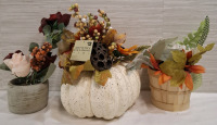 3 New Artistry Designs Faux Flower/Plant Vases | Tallest Measures- 10" height approx.