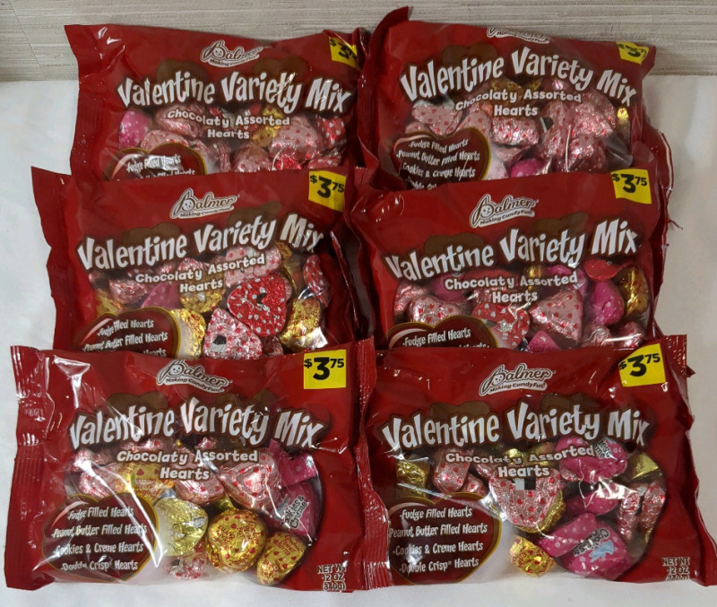 6 New Palmer Valentine's Variety Mix Chocolaty Assorted Hearts (340g each bag, No Best Before on Bag)