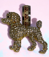 Preppy Rhinestone AB Inlaid Dog Brooch with Collar / 8 mm Stainless Steel Labrador Adorable infinity Band Ring Size 7