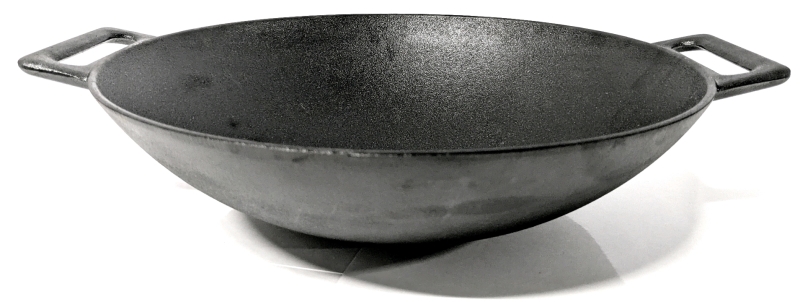 As-New JIM BEAM 12" Pre Seasoned Heavy Duty Construction Cast Iron Grilling Wok - Retails Over $85!