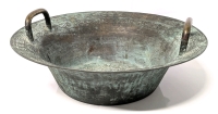 Modern Chinese Bronzed Dancing / Spouting Water Resonance Bowl - 15.25" Diameter &times; 4.5" Tall (Excluding Handles)