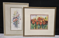 2 Framed Floral Watercolours Signed