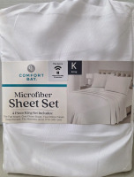 New | Comfort Bay King Size Microfiber Sheet Set | 4 Piece King Set Includes 1 Flat Sheet, 1 Fitted Sheet & 2 Pillow cases | Fits Mattress Up to 17"