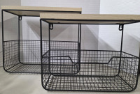 2 New | Wall Hang Storage Baskets w Shelf Tops | Largest Measures 14" x 12"