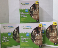 3 New Boxes | TrueLiving Outdoors: LED Edison Style Lights | 10ct a Box | White Wire, Warm White LED Lights for In or Outdoors | Measures 5ft Ea.