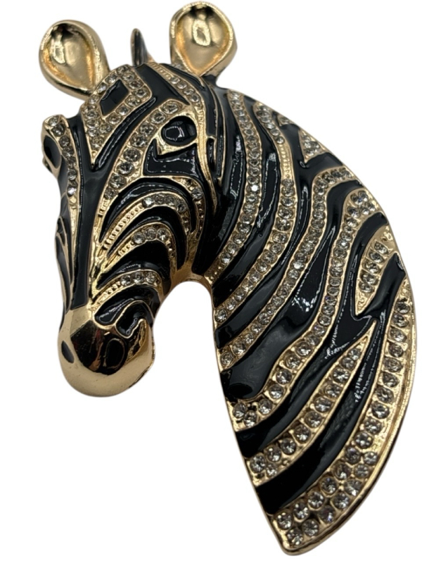 Zebra Brooch Sparkling Crystals Eye catching Brooch <br/>Approximately 3.5 x 1.85 Inch<br/>Statement Piece Stunning
