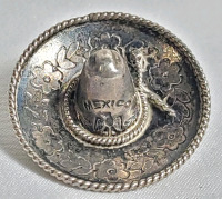 925 Silver Sombrero " Mexico " Brooch . See photos for size .