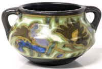 Stunning Signed Vintage GOUDA Holland Pottery Small Handled Vessel - 2.4" Tall