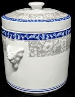 Fantastic Chinese Double-Lid Porcelain BAT Jar - 6.5" Diameter &times; 8" Tall