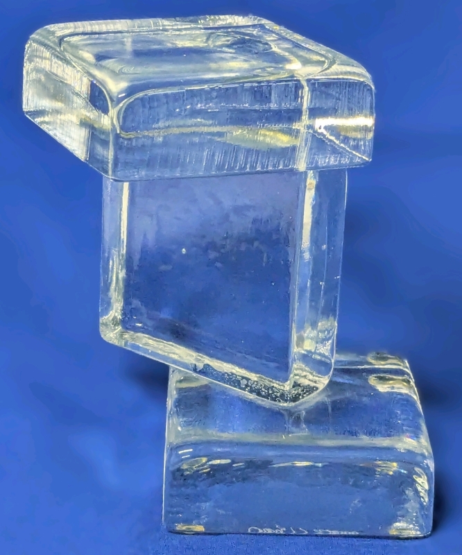 Signed Cheryl T. Art Glass Ice Blocks Sculpture | 5.35" Tall