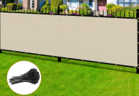 New - Coonoble Outdoor Fence Privacy Screen 8ft&times;40ft , Beige . Heavy Duty Mesh Shade Privacy Screens Fencing for Patio Backyard Garden . Retail$130