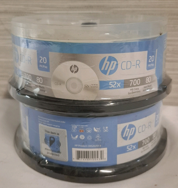 2 New HP Rewritable CD Boxes | 20 CDs per box | 700MB data