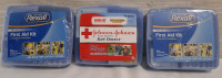 3 New First Aid Kits | Assorted Brands- Rexall and Johnson & Johnson | 70 items per kit