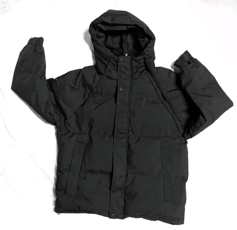 New Size Small Unisex Double Zipper Winter Puffer Jacket With Attached Hood