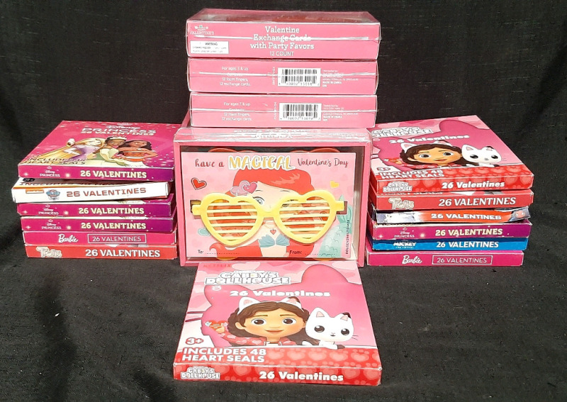 13 Valentines Card Packs & 7 Valentine Exchange Cards with Party Favor Packs