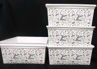 5 New Holiday Plastic Bins for Storage (15" Long, 13" Wide, 6&frac12;" Tall) | Two of The Bins Do Not Have Lids, Sold as Is