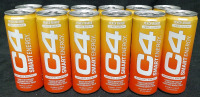 12 Cans of C4 Smart Energy Sparkling Peach Mango Zero Sugar Drinks (355ml Each, Best Before December 2025)
