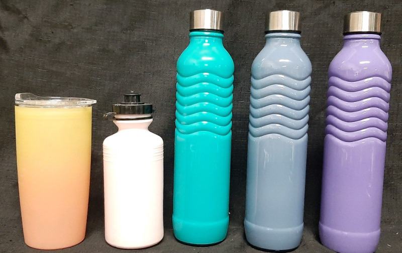 3 New 24oz Travel Bottles (11" Tall), 18fl oz Sports Bottle & 20oz Tumbler w/ Lid